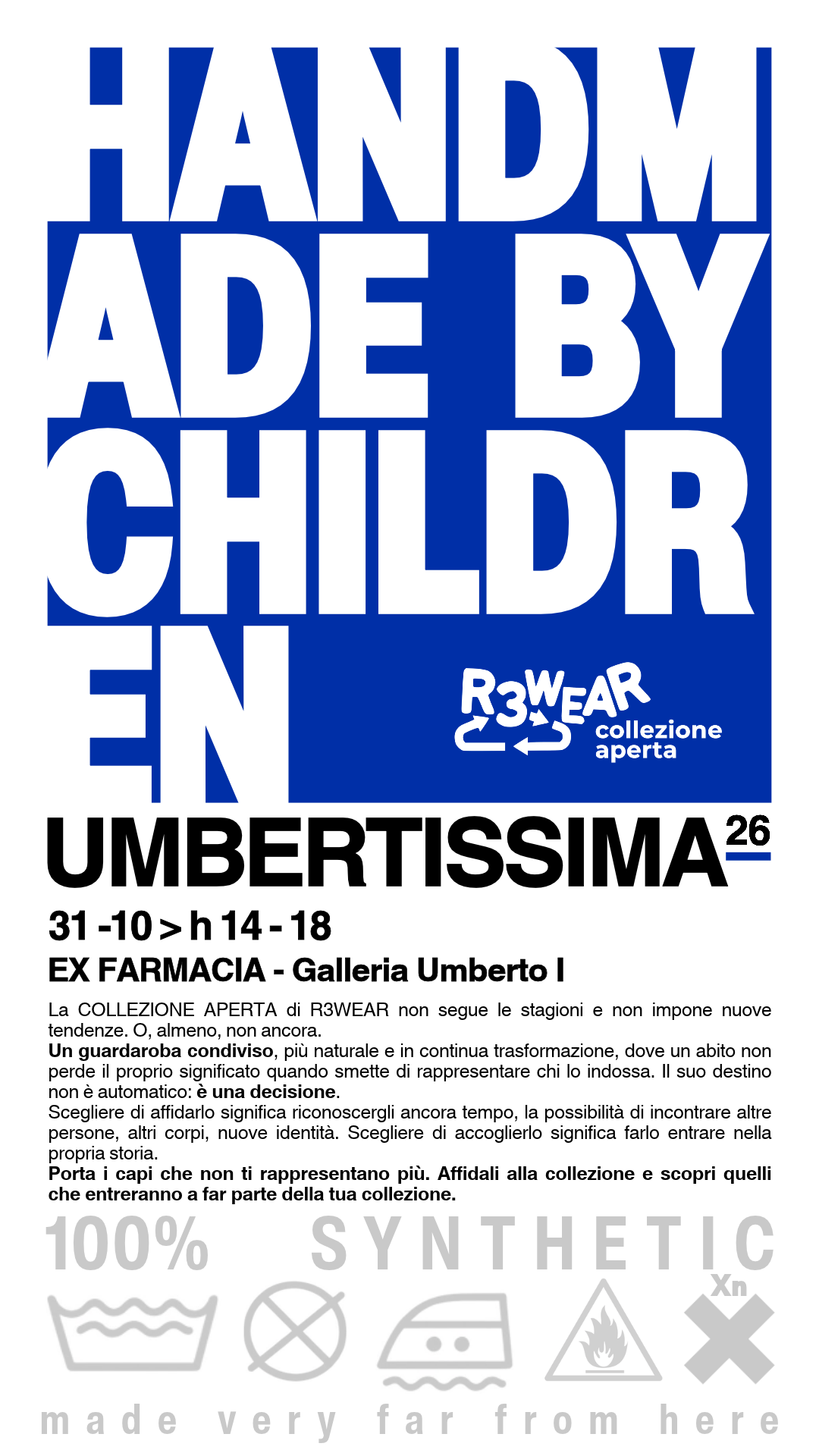 Umbertissima 2026 — HANDMADE BY CHILDREN, R3WEAR Collezione Aperta