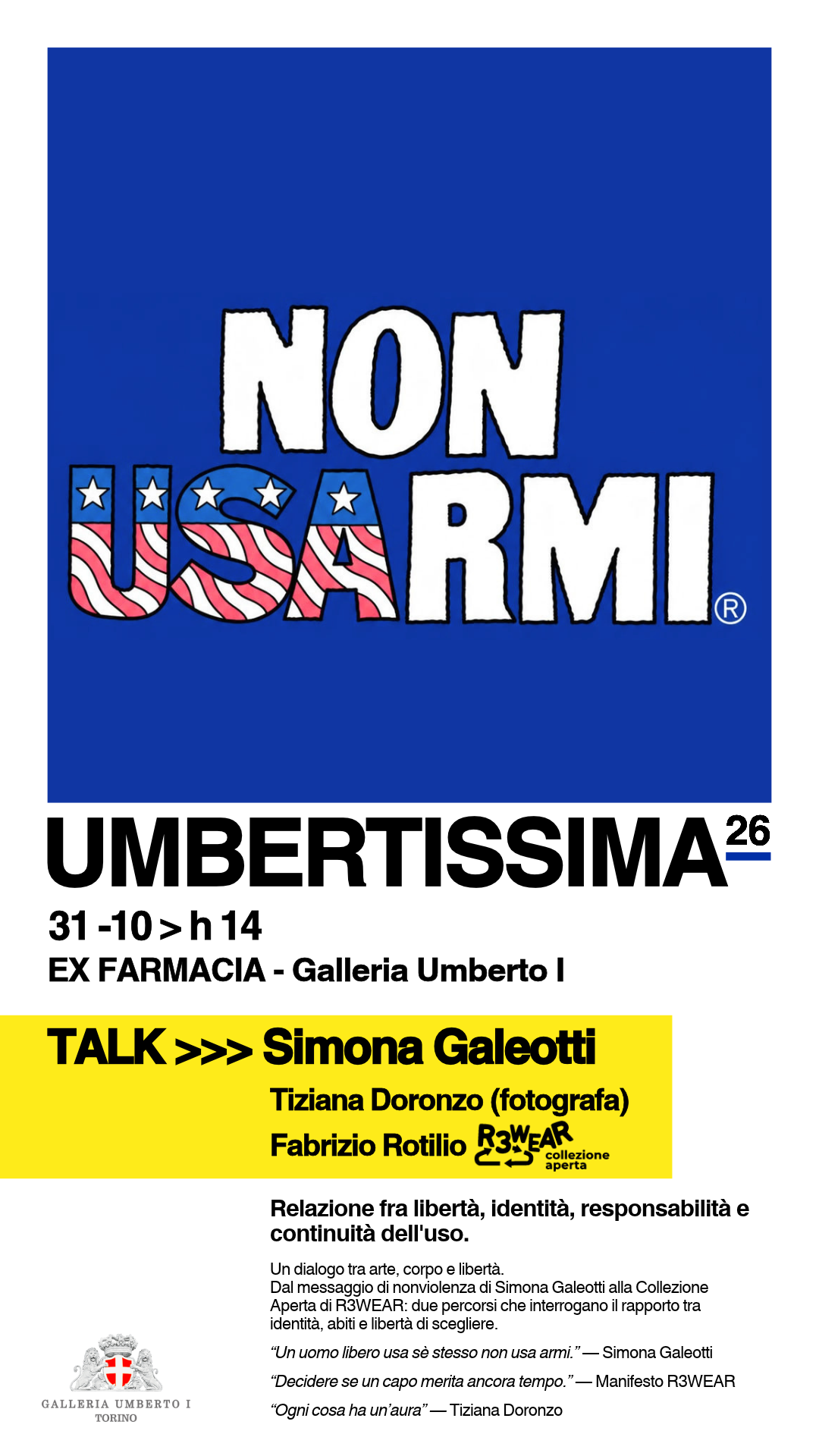 NON USARMI — talk con Simona Galeotti, Tiziana Doronzo e Fabrizio Rotilio (R3WEAR)